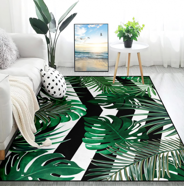 Karpet dengan Motif Daun Tropis